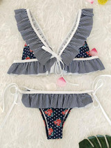 Falbala Ruffled Tied Bikinis Swimwear