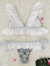 Falbala Ruffled Tied Bikinis Swimwear