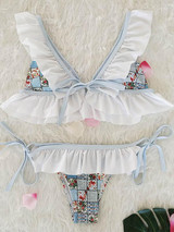 Falbala Ruffled Tied Bikinis Swimwear