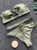 Sexy Solid Bandage Bikinis Swimwear