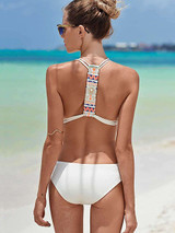 Casual Print Floral White One Piece Bikini