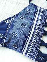 Casual Sexy Boho Lace Up Floral Print Bikini Set