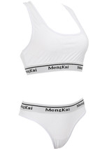 Casual Round Neck Racerback Letters Sport Swimwear
