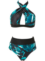 Casual Halter Keyhole Printed Swimwear