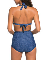 Casual Halter Bowknot High Waist Swimwear