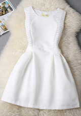 White Plain Lace Sleeveless Slim Midi Dress