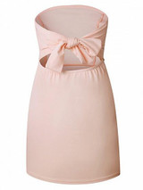 Pink Bandeau Lace Detail Tie Back Mini Dress