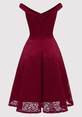 Burgundy Lace Draped Backless Deep V-neck Elegant Party Midi Dress Burgundy Lace Draped Backless Deep V-neck Elegant Party Midi Dress