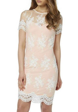 Apricot Patchwork Lace Grenadine Round Neck Midi Dress Apricot Patchwork Lace Grenadine Round Neck Midi Dress