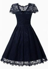 Blue Patchwork Lace Grenadine Round Neck Sleeveless Midi Dress Blue Patchwork Lace Grenadine Round Neck Sleeveless Midi Dress