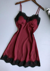 Red Patchwork Lace Condole Belt V-neck Mini Dress Red Patchwork Lace Condole Belt V-neck Mini Dress