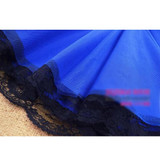 Blue Patchwork Lace Bow Bandeau Grenadine Zipper Mini Dress