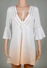 Casual White Patchwork Draped Ruffle Lace-up Casual Mini Dress