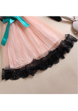 Casual Pink Patchwork Lace Hollow-out Grenadine Elegant Mini Dress