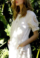 Casual White Patchwork Hollow-out Lace Round Neck Fashion Mini Dress