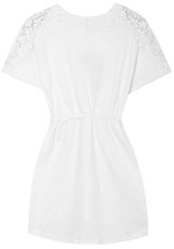 Casual White Patchwork Lace Drawstring Short Sleeve Dress