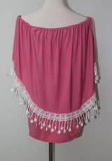 Casual New Women Rose Carmine Patchwork Lace Boat Neck Party Cotton Mini Dress