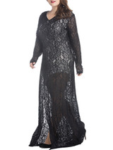 Lace Hollow Out Side Slit V-Neck Plus Size Evening Dress