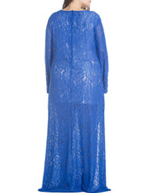 Lace Hollow Out Side Slit V-Neck Plus Size Evening Dress