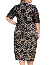 Casual Exquisite Hollow Out Lace Deep V-Neck Plus Size Bodycon Dress