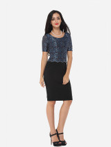 Casual Round Neck Dacron Lace Patchwork Bodycon Dress