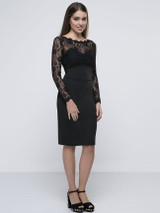 Casual Elegant Boat Neck Lace Patchwork Plain Bodycon Dress