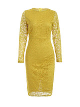 Hollow Out Plain Crew Neck Slit Lace Bodycon Dress Hollow Out Plain Crew Neck Slit Lace Bodycon Dress