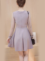 Casual Decorative Lace Patchwork Hollow Out Solid Skater Dress