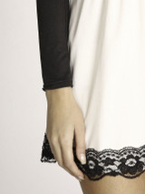 Casual Boat Neck Decorative Lace Color Block Skater Dress
