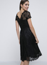 Casual Decorative Buttons Hollow Out Sexy Lace Skater Dress