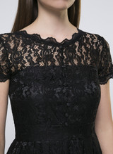 Casual Decorative Buttons Hollow Out Sexy Lace Skater Dress