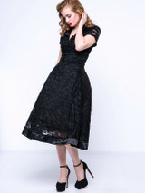 Casual V-Neck Plain Lace Skater Dress Casual V-Neck Plain Lace Skater Dress