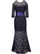 Casual Open Shoulder Hollow Out Plain Lace Mermaid Maxi Dress