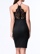 Casual Spaghetti Strap Sexy Decorative Lace Cocktail Dress