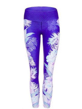 Floral&Feather Printed Sports Yoga Leggings Bottoms