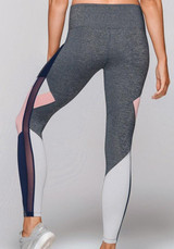 Grey Patchwork Print Elastic Waist Casual Long Leggings
