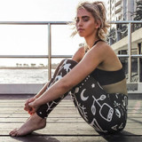 Black Cartoon Print 2-in-1 Elastic Waist Fashion Long Leggings