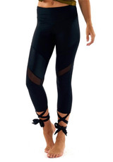 Black Patchwork Grenadine Ribbons Knot Bow Lace-up turnout Leggings