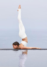 White Grenadine Patchwork Elastic Waist Yoga Sports Leggings