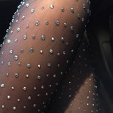 Black Rhinestone Elastic Waist Fashion Long Leggings