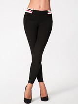 Casual Slit Pockets Elastic Waist Slim-leg Mid-rise Legging