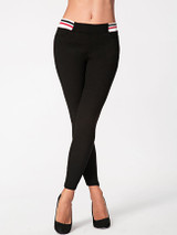 Casual Slit Pockets Elastic Waist Slim-leg Mid-rise Legging