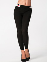 Casual Slit Pockets Elastic Waist Slim-leg Mid-rise Legging