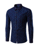 Casual Turn Down Collar Vertical Striped Men Shirt