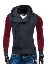 Casual Modern Zips Color Block Men Hoodie