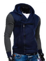 Casual Modern Zips Color Block Men Hoodie