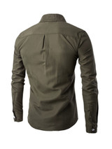 Casual Men's Plain Decorative Zips Small Lapel Shirt