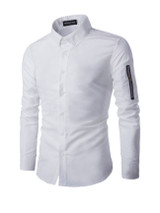 Casual Men's Plain Decorative Zips Small Lapel Shirt