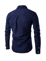 Casual Men's Plain Decorative Zips Small Lapel Shirt