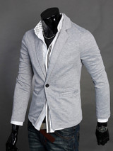 Casual Classic Notch Lapel Solid Single Button Men Blazer
